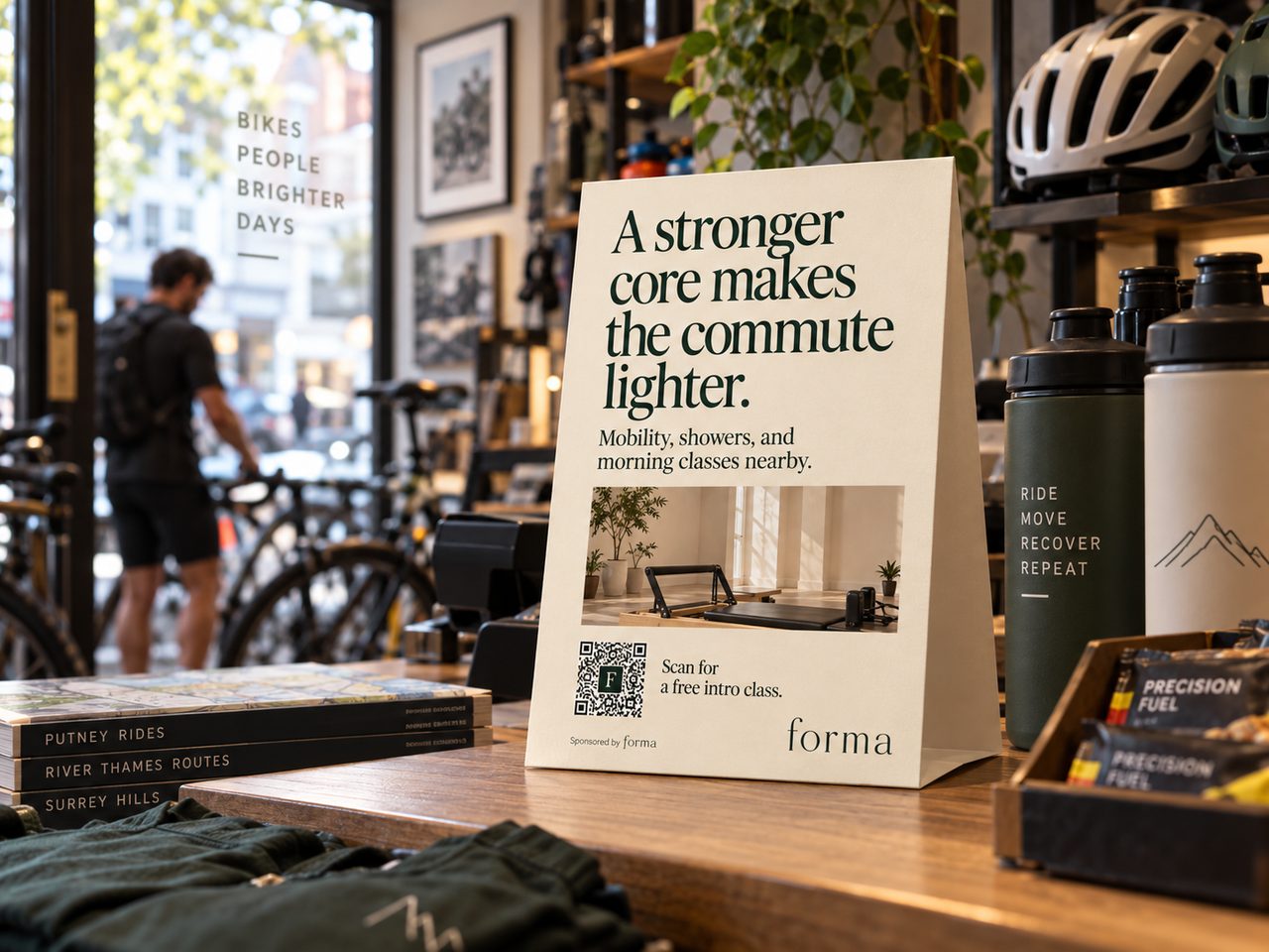 Forma counter placement in a local bike store