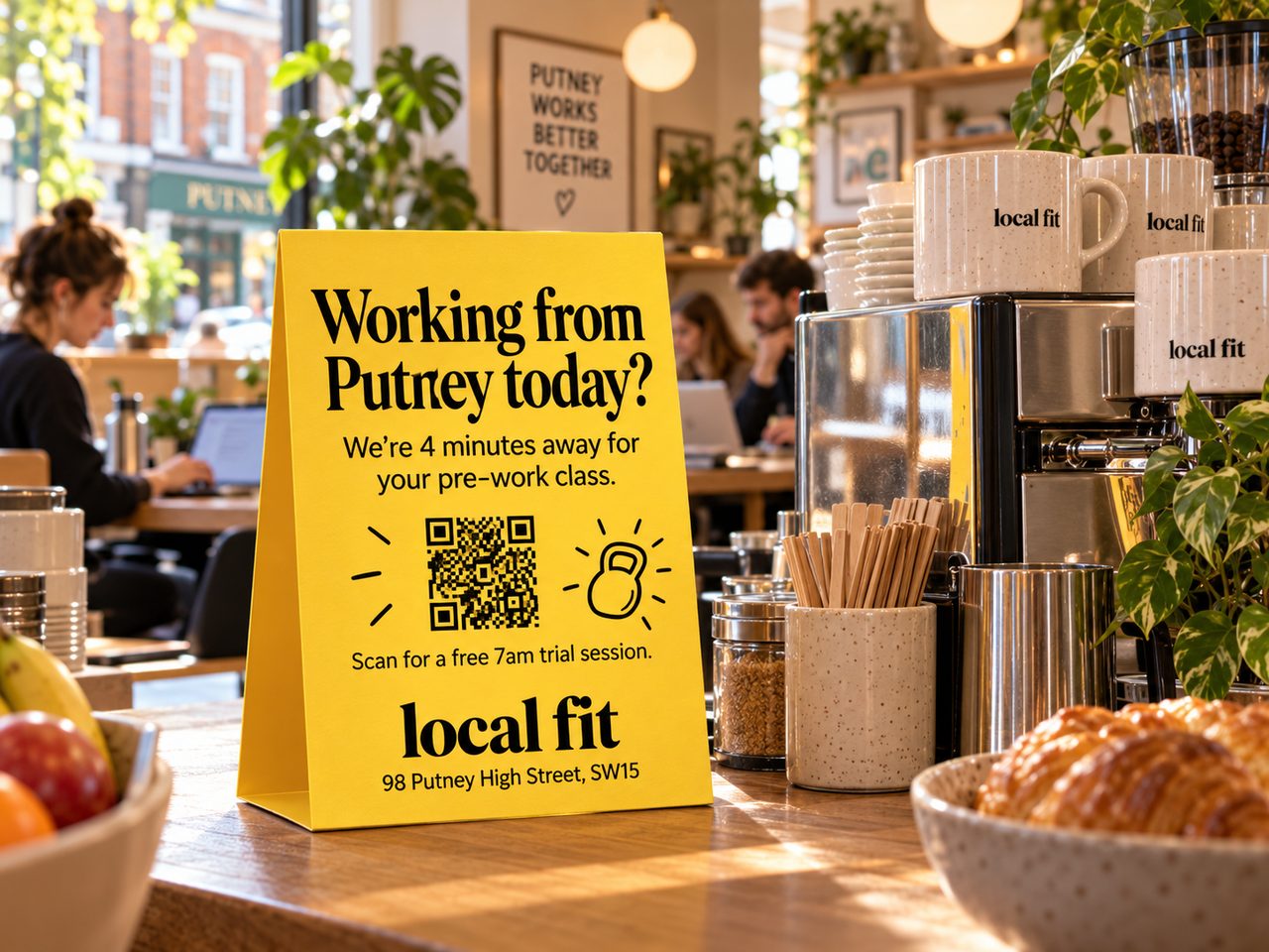 Local Fit café tent card