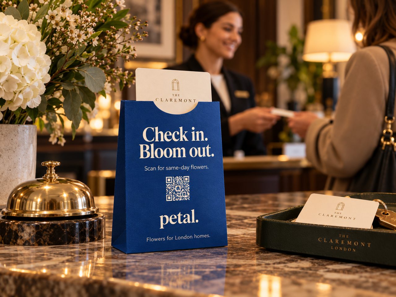 Petal key-card sleeve at a London hotel